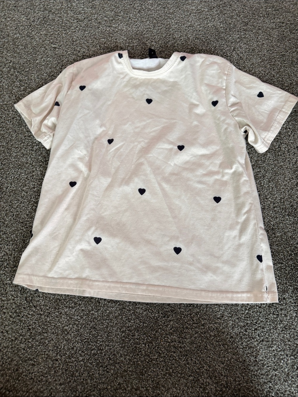 Cream Heart Print Tee